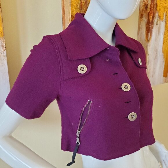 Millard Fillmore Purple Wool Blended Cropped Retro Jacket SZ S - Picture 3 of 9